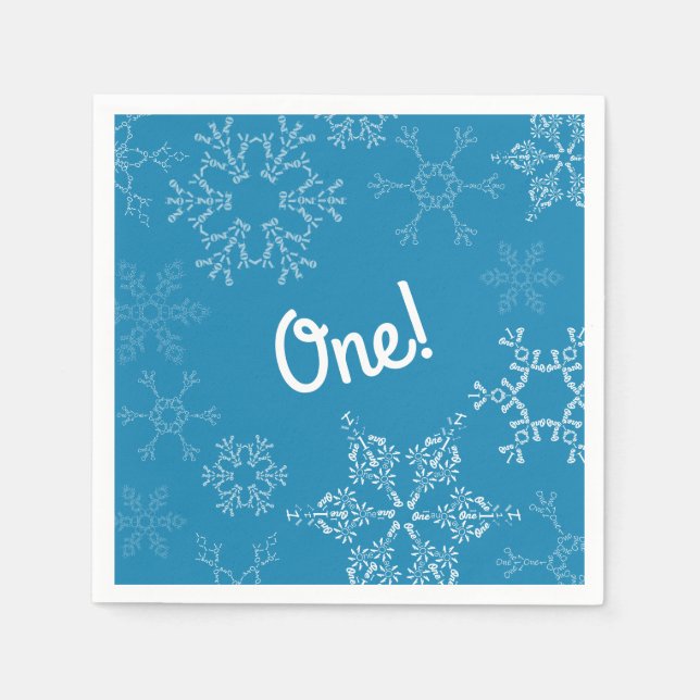 Winter Onederland Snowflake 1st Birthday Party Napkin (Front)