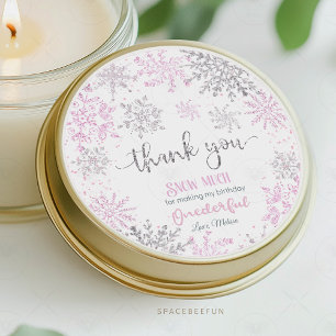 Winter ONEderland Snowflake birthday  Classic Round Sticker