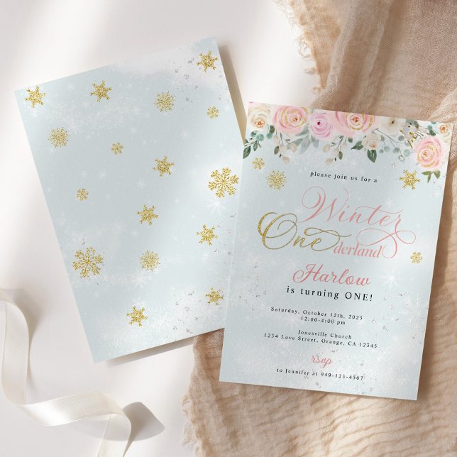 Winter Onederland Snowflake Birthday Invitation (Creator Uploaded)