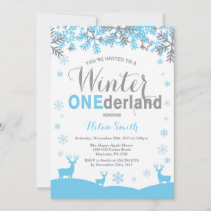 Winter Onederland Snowflake Boy 1st Birthday Invitation