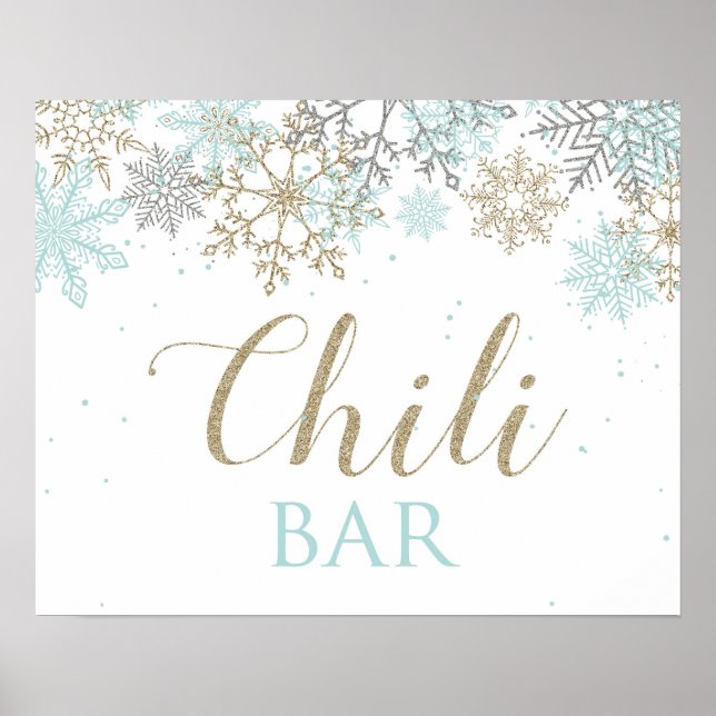 Winter Onederland Snowflake chilli Bar Sign (Front)