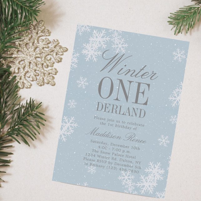 Winter Onederland Snowflake Holiday 1st Birthday Invitation (Creator Uploaded)