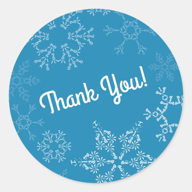 Winter Onederland Snowflake Kid 1st Birthday Party Classic Round Sticker (Front)