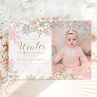 Winter ONEderland Snowflake Photo Invite