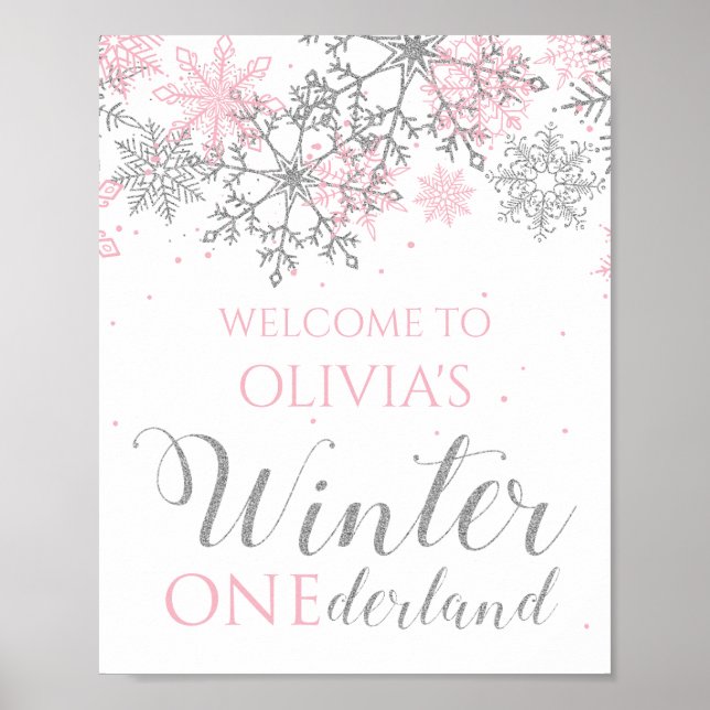 Winter ONEderland snowflake Welcome Sign (Front)