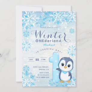 Winter Onederland Snowflakes Blue Boy 1st Birthday
