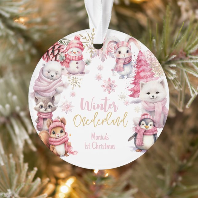 Winter onederland  snowflakes first Christmas Ornament (Tree)