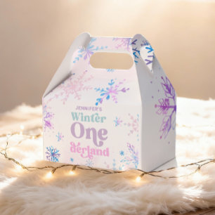 Winter Onederland Snowflakes Girl Snow Birthday Favour Box