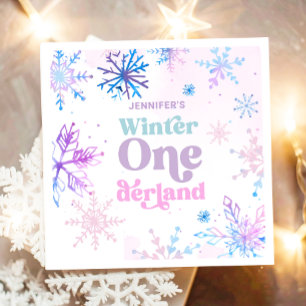 Winter Onederland Snowflakes Girl Snow Birthday Napkin