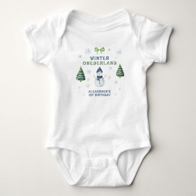 Winter Onederland Snowman 1st Birthday  Baby Bodysuit (Front)