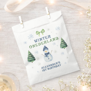Winter Onederland Snowman 1st Birthday Favour Bag