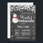 Winter Onederland Snowman 1st Birthday Invitation<br><div class="desc">Winter Onederland Snowman 1st Birthday Invitation. White Snowflake. Boy Birthday Party Invitation. Winter Holiday Bday. Chalkboard Background. Black and White. For further customisation,  please click the "Customise it" button and use our design tool to modify this template.</div>