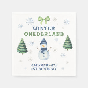 Winter Onederland Snowman 1st Birthday  Napkin