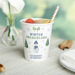 Winter Onederland Snowman 1st Birthday  Paper Cups