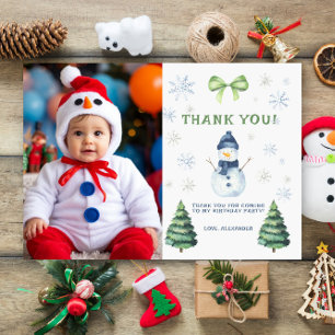 Winter Onederland Snowman Birthday Thank You Card
