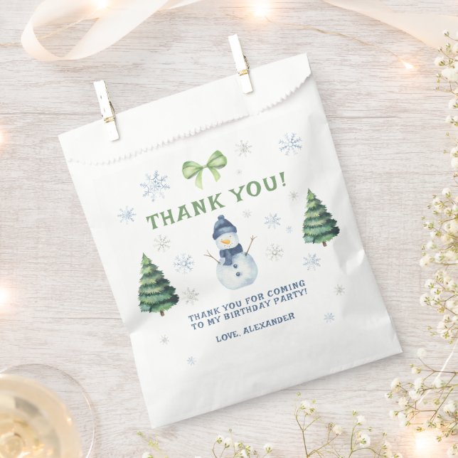 Winter Onederland Snowman Birthday Thank You Favour Bag (Clipped)