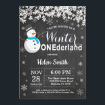 Winter Onederland Snowman Boy 1st Birthday Invitation<br><div class="desc">Winter Onederland Snowman Boy 1st Birthday Invitation. White Snowflake. Boy Birthday Party Invitation. Winter Holiday Bday. Chalkboard Background. Black and White. For further customisation,  please click the "Customise it" button and use our design tool to modify this template.</div>