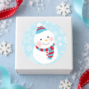 Winter ONEderland Snowman Face Snowflake Classic Round Sticker