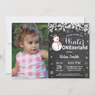 Winter Onederland Snowman Girl 1st Birthday Invitation