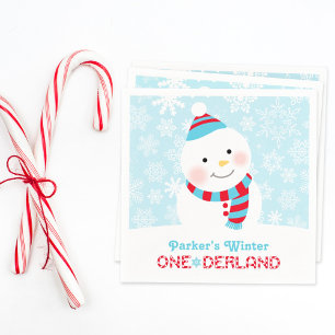 Winter ONEderland Snowman Snowflake Birthday Napkin