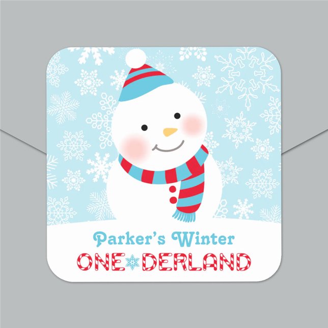 Winter ONEderland Snowman Snowflake Square Sticker (Creator Uploaded)