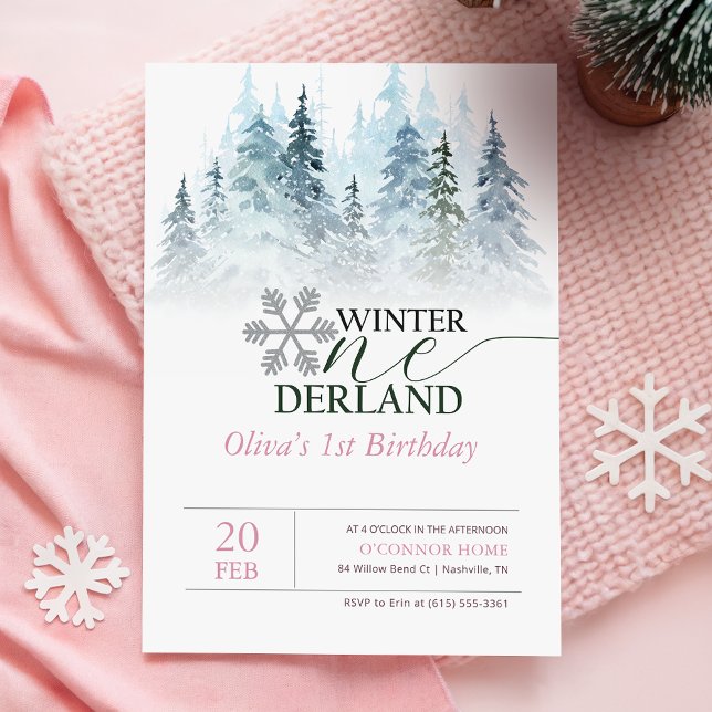 Winter ONEderland Snowy Forest 1st Birthday Invitation (Creator Uploaded)