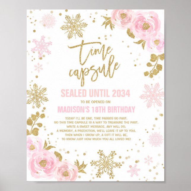 Winter ONEderland Time Capsule Pink And Gold Poster (Front)