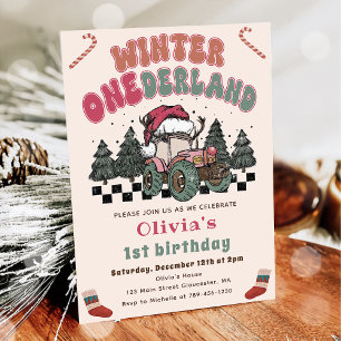 Winter ONEderland Truck Christmas 1st Birthday Invitation