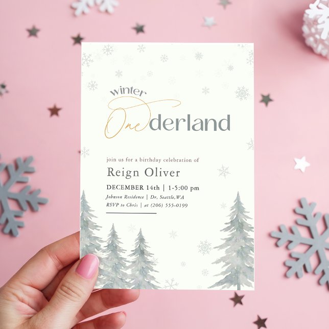 Winter Onederland Watercolor First Birthday Party Invitation (Creator Uploaded)