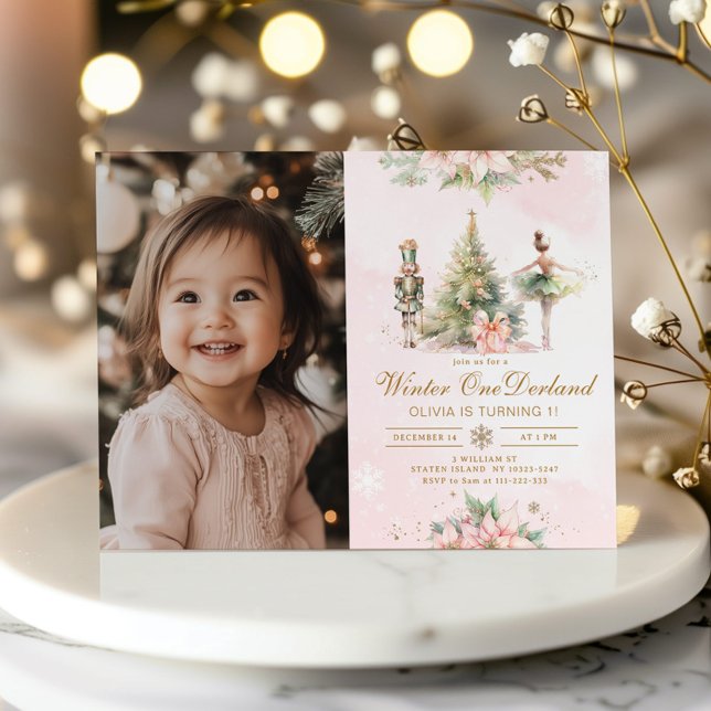 Winter Onederland Whimsical 1st birthday photo Invitation (Creator Uploaded)