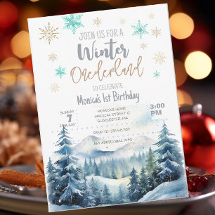 Winter onederland wonderful birthday invitation