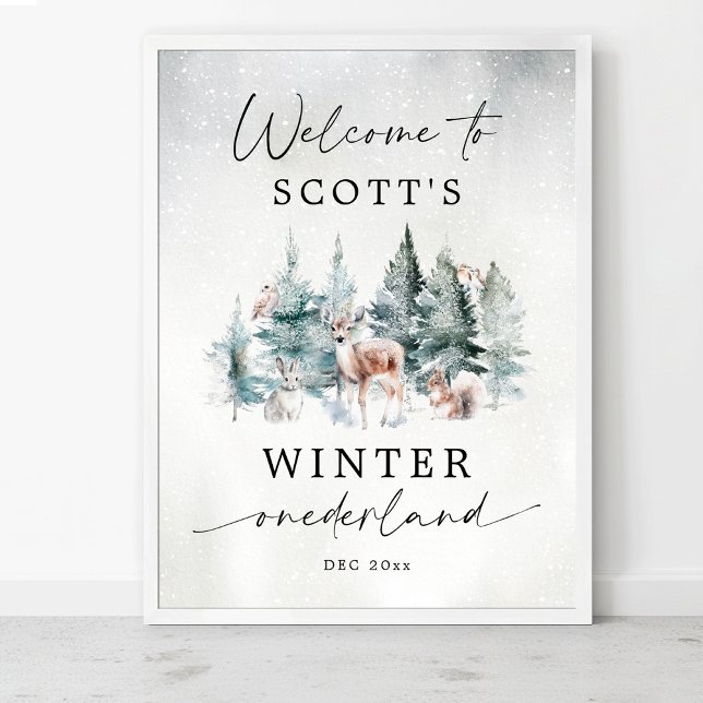 Winter ONEderland Woodland 1st Birthday Welcome Poster (Creator Uploaded)