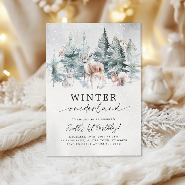 Winter ONEderland Woodland Forest 1st Birthday Invitation (Creator Uploaded)
