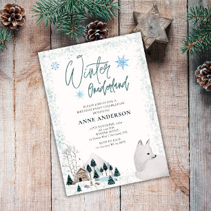 Winter Onederlant 1st First Birthday Animals  Invitation