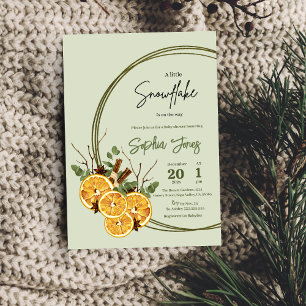 Winter orange dried citrus baby shower invitation