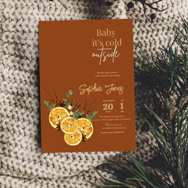 Winter orange slices dried baby shower invitation (Creator Uploaded)
