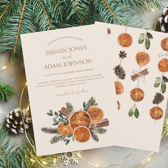 Winter Orange Slices Dried Citrus Cinnamon Wedding Invitation (Winter Orange Slices Dried Citrus Cinnamon Wedding Invite)