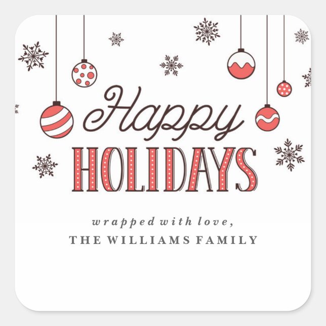 Winter Ornaments Christmas Present Labels (Front)