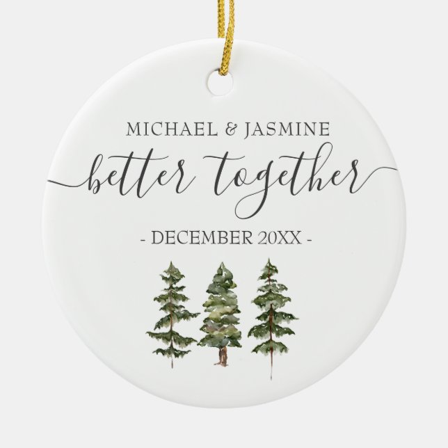 Winter Our First Christmas Better Together Tree Ceramic Ornament (Front)