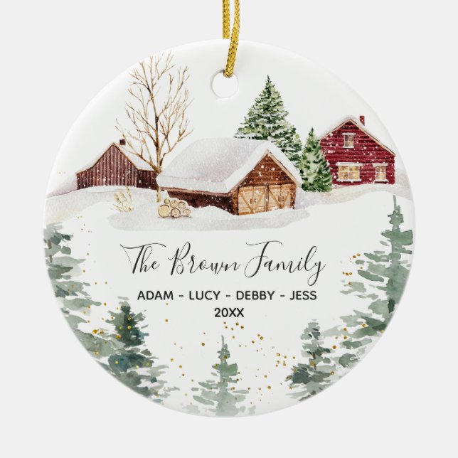 Winter Our First Christmas in our new home Ceramic Ornament (Front)