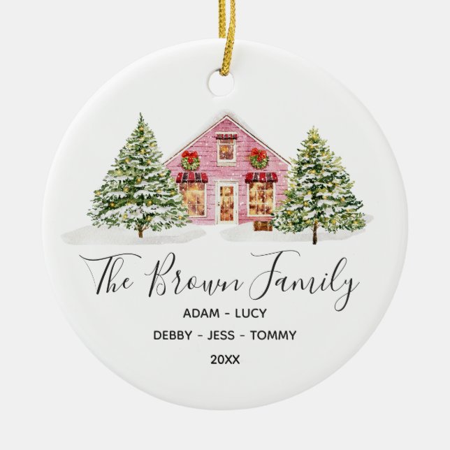 Winter Our First Christmas in our new home Ceramic Ornament (Front)