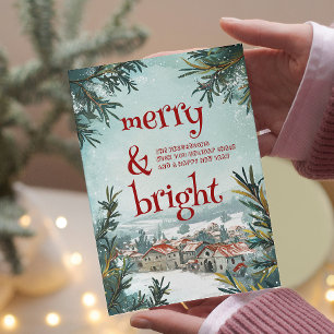 Winter Outdoor Scenery Merry and Bright Holiday Card