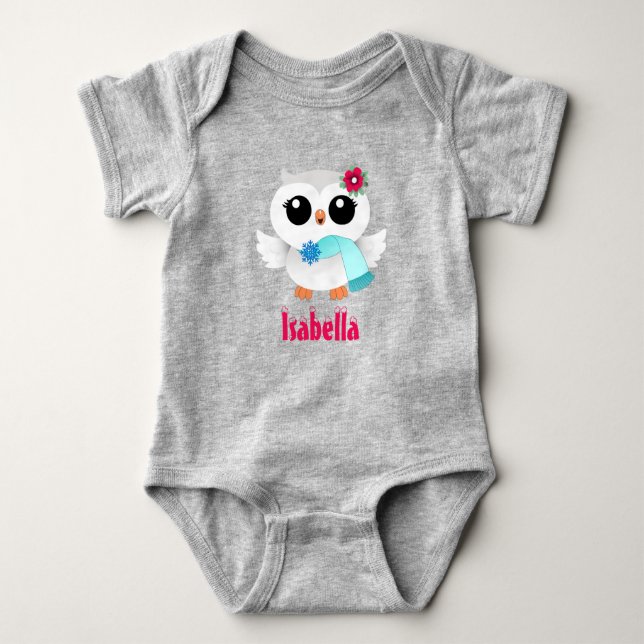 Winter Owl Baby Bodysuit (Front)