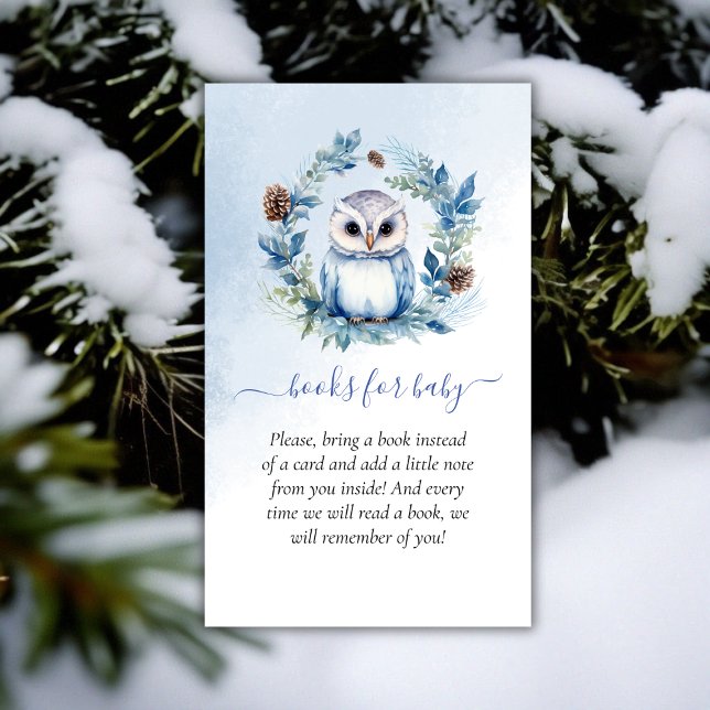 Winter Owl Baby Shower Books for Baby Enclosure Card (Winter Owl Baby Shower Books for Baby Enclosure Card)