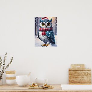 Winter Owl Christmas Wishes Poster