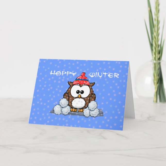 winter owl holiday card (Front)