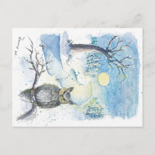 Winter owl season post card