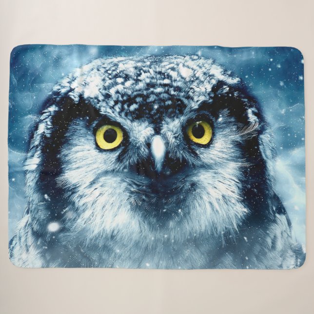 WINTER OWL SHERPA BLANKET (Front (Horizontal))