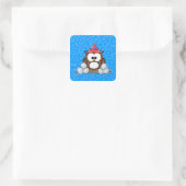 winter owl square sticker (Bag)