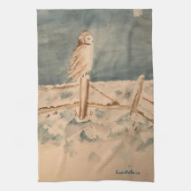 Winter Owl Tea Towel
